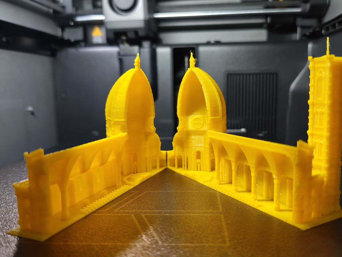 A yellow scale model of the Florence Duomo